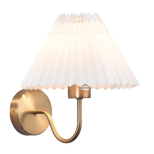 Image of Wall Sconces Indoor Wall Light Fixtures with Pleated Fabric Shade Bathroom Vanity Sconces Wall Lighting Dresser Hardwired Wall Lamps for Bedroom Living Room Corridor Porch