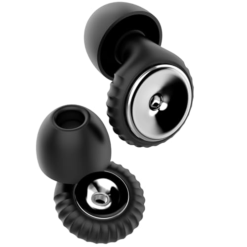 2 Ear Plugs,28dB Noise Reduction,Noise Relief,Soft Earplugs for Sleep,Reusable Hearing Protection in Silicone,Reducing Earplugs for Work,Travel,Focus, Conversation,8 Ear Tips in XS/S/M/L(Black)