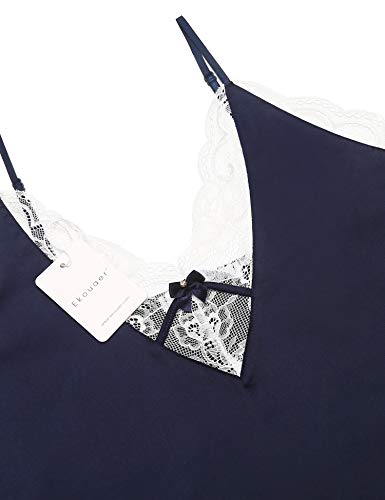 Image of Ekouaer Nightgown Satin Lingerie Sleeveless Sleep Dress Babydoll Nightie Slip Chemise
