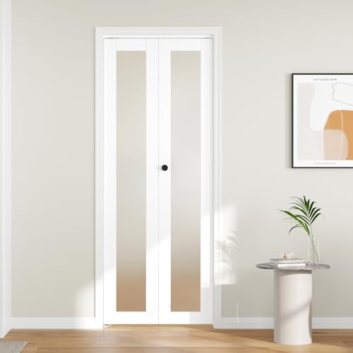 CEAKIAN 30" x 80" Bifold Closet Doors, Full Lite Frosted