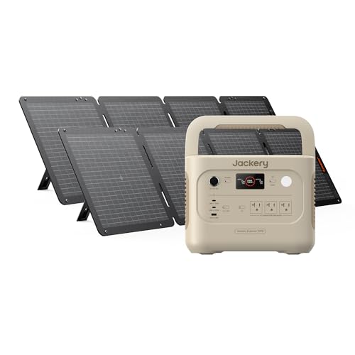 Image of Jackery Solar Generator 1000 v2 with 2x100W Air Solar Panels, 1070Wh Portable Power Station, LiFePO4 Battery, 1500W AC Output, 1 Hr Fast Charge, for Camping, Emergency, RV, Off-Grid (Dune White)