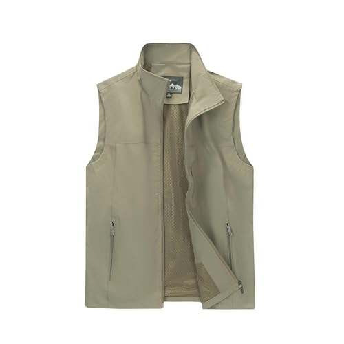 Image of Mens Vests Outerwear Windproof Lightweight Softshell Sleeveless Jacket | Breathable Zip Up Multi-Pockets Quick Dry Sports Vest for Golf Hiking Fishing Running