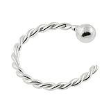 20 Gauge ( 0.8MM ) - 8MM Length 925 Sterling Silver Continue Twister Open Hoop Ball End Nose Ring