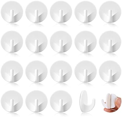 Pinenuts 18 Pcs Plastic Hooks Self Adhesive, Removable Sticky Wall Hooks, White Stick on Hooks for Hanging Coat Clothes Towel Keys, Multipurpose Hanging Holder for Bathroom, Kitchen, Office, Closet