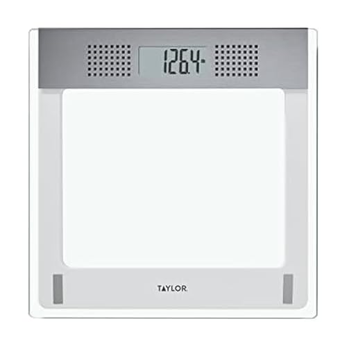 Image of Taylor Digital Talking Bathroom Scale, Clear Tempered Glass Platform, 440 lb Capacity, Announces Weight in 5 Languages, Body Weight Scale with Auto-Zero Technology