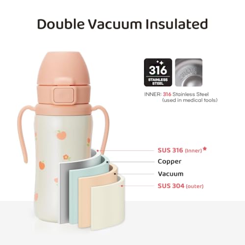 Image of GROSMIMI Stainless Steel Baby Straw Cup, Spill-Proof, 12M+, 10oz (Balloon) | Stage 2 | Flip-Top | Insulated Vacuum Sippy Cup | Babies & Toddlers | Rotating Handles | Silicone Straw | BPA-Free | 300ml