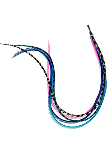 Feather Hair Extension 6"-11" Gorgeous Light Pink Grizzly ,Turqoise,Blue, White & Origianl Grizzly Feather For Hair Extension-5 Feathers #TOP15