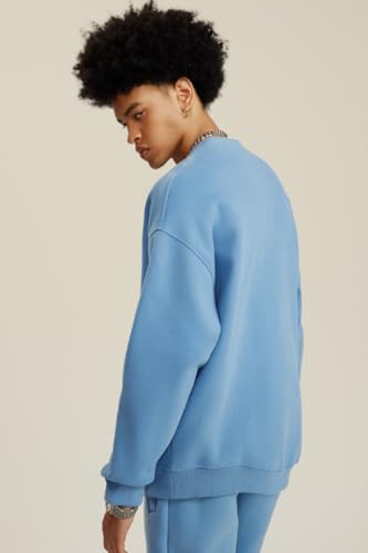 Men's Oversize Hoodies Casual Unisex Solid Vintage Long Sleeve Crew Neck Pullover Basic Tops Streetwear Sweatshirt4