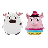 BANDAI Peluche Reversible 2 en 1 La Granja de Zenón, Vaca Lola y Doña Pancha 25 cm, Multicolor, Modelo PK34212