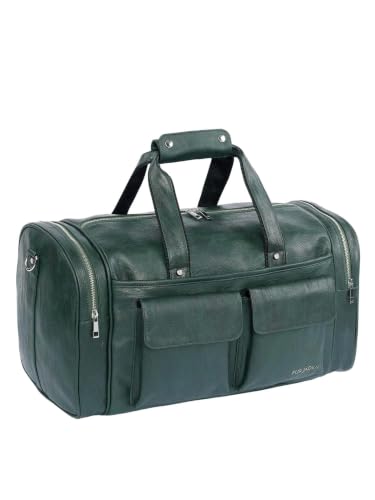 Image of Fur Jaden Weekender Premium Duffle Bag for Travel for Men and Women Made of Faux Leather with Attachable Shoulder Strap Cabin Holiday Bag (Sage Swag)