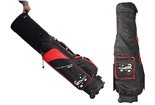 A99Golf Travel Mate with Cover Skin Wheeled W. TSA Lock Air Porter Golf Travel Bag cart Bag Golf Bags Travel Cover(Blk/Red)