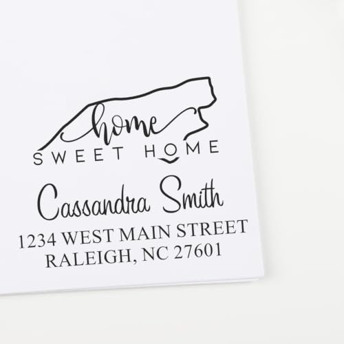 Duo Hand North Carolina Home Sweet Home Square Address Stamp