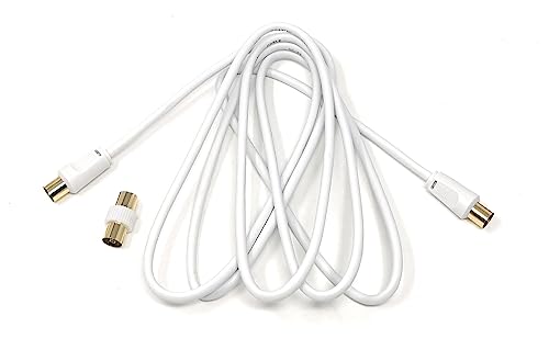 TV Aerial Coaxial Cable Male to Male RF Antenna Coax Lead Compatible with Sky SkyHD, Virgin, BT, Satellite TV, VCR