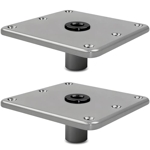 Boat Seat Base Mount - 7 x 7 Aluminum Pedestal Base with 3/4 Pin Post Socket - Heavy Duty Marine Grade Bracket for Fishing Pontoon & Bass Boats - Universal Fit for Most Boat Seats
