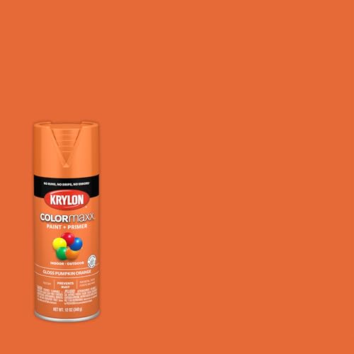 Image of Krylon K05532007 COLORmaxx Spray Paint and Primer for Indoor /Outdoor Use, Gloss Pumpkin Orange 12 Ounce (Pack of 1)