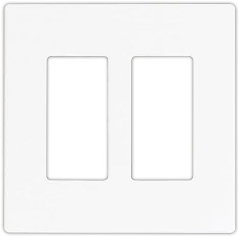 EATON 9522WS Aspire 9522 Decorative Mid Size Screw Less Wall Plate, 2 Gang 4-1/2 in L X 4.56 in W 0.08 in T, Satin, White