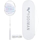 YODIMAN Pro Carbon Badmintonschläger – Leicht & Hochleistung für Wettkampf (35 lbs Bespannung, 46T Graphit, 0.68mm String, Profi-Level) (Pearl)