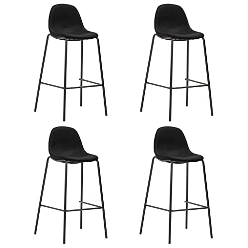 Tabouret de bar avec dossier confortable lot de 4 en métal noir stable 99cm