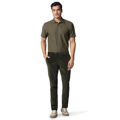 Image of Blackberrys Men's Tencel-Blend Textured Relaxed Fit Casual Shirts
