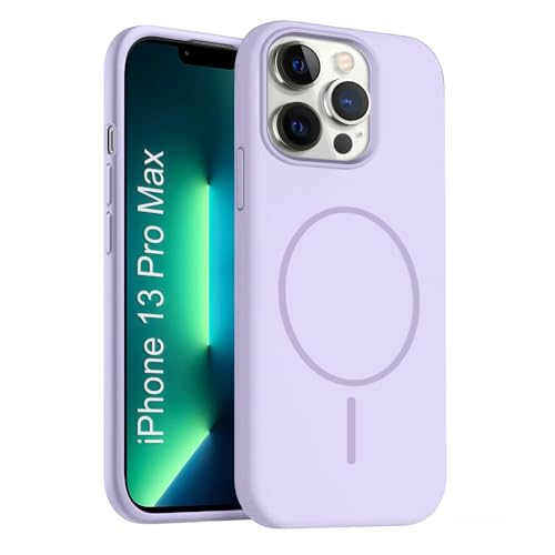 Image of iPhone 13 Pro Max Silicone Magsafe Case | Shock Proof Design & Camera Protection | Premium Rubberised Apple iPhone 13 Pro Max Cover (Microfiber Lining) | Magnetic Liquid Silicone - Purple