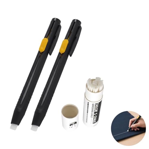 LUMINFLY Tailor's Chalk Pen Set, 2 Holders with 20 Refills, Black White Yellow, Fabric Marking Tools with 0.2 mm Fine Tip, Ink That Fades with Heat, High Hardness, for Sewing, Quilting, Dressmaking - Image 2