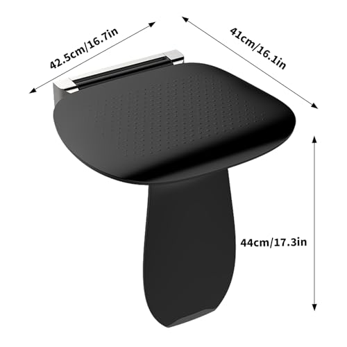 Heuffe Klappbarer Duschsitz Wandmontage mit Bein für Senioren,Schwerlast 200kg Faltbarer Duschhocker mit Anti-Rutsch Oberfläche-Schwarz