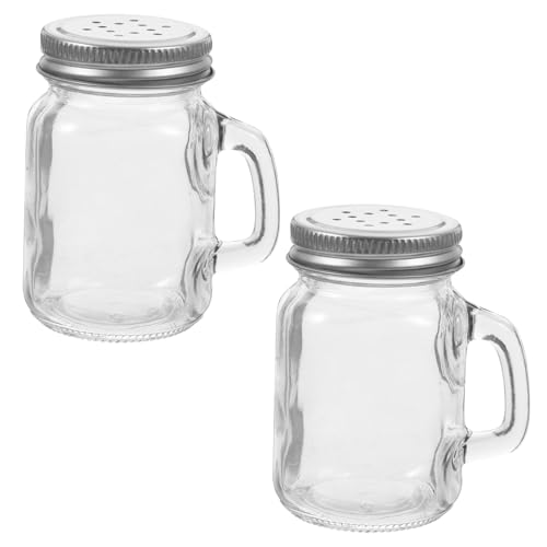 COLLBATH 2pcs Glass Spice Bottle Seasoning Container Dispenser Jar Small Containers Jars with Lid Spice Bottles Sugar Bottles Seasoning Holders Salt and Pepper Shakers Mini Jars Aluminum