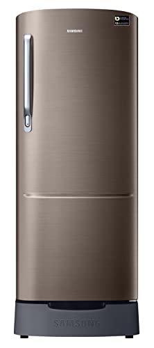 Image of Samsung 223L 3 Star Inverter Direct-Cool Single Door Refrigerator Appliance (RR24C2823DX /NL,Luxe Brown) Base Stand Drawer