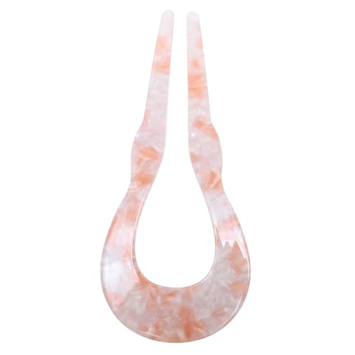 Ipetboom Forcina Per Chioma a Forma Di u Set Singolo in Acetato Rosa Aranciato, Bastoncino Per Chioma Resistente Per Feste, Matrimoni e Uso Quotidiano