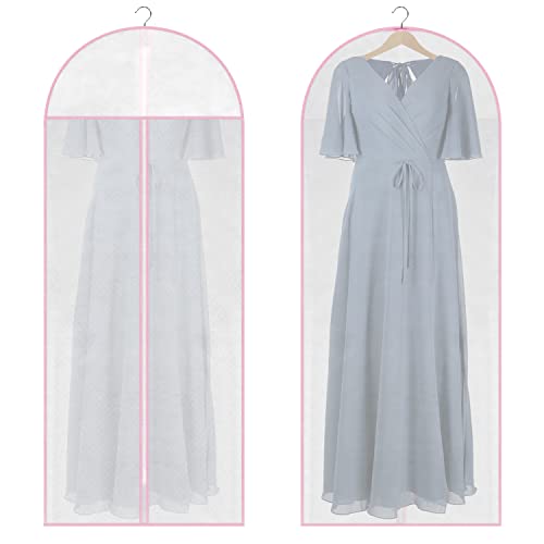 ABK Funda para vestidos de novia Funda protectora Juego de 2 bordes rosas 60x150cm para trajes de novia Trajes transpirables Bolsa antipolvo para vestidos de novia Cover