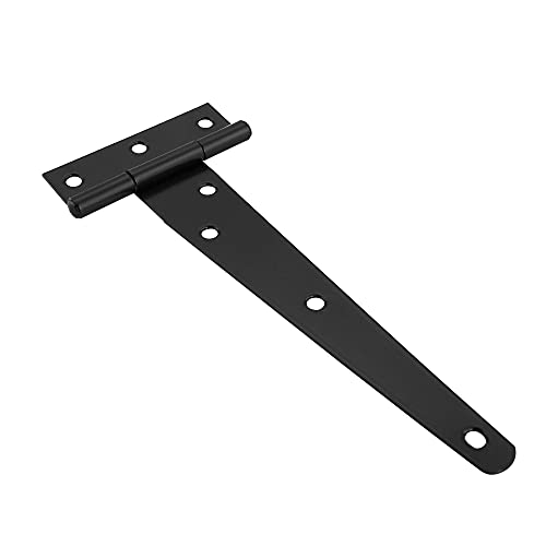 6Pcs T-Strap Hinge 6 Inch Light Duty Shed Door Barn Door Tee Hinge Black Rustproof Iron Metal Hinge Gate Hinge With Mounting Screws For Window Wooden Fence Cabinet Closet Door #TOP6