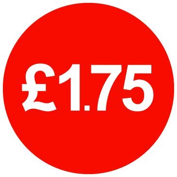 £ Red Price Stickers - 30mm - £1.75, 5000 — image 1