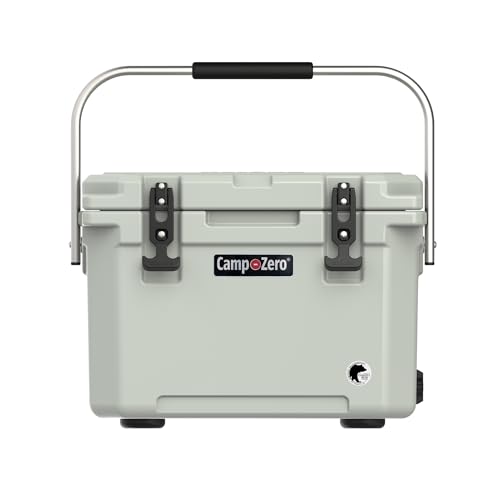 CAMP-ZERO 21 Quart Rotomolded Hard Cooler - Insulated Ice Chest with 4 Cup Holders - Bear-Proof Travel Ice Box for Beverage