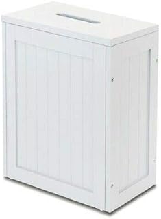 HOMION Slimline Wooden Bathroom Storage Unit, Toilet Roll Paper Cabinet, Compact Wooden Shaker Bathroom Box, Multi-Purpose Cleaning Tidy Box (White, 35H x 28W x 14D cm)