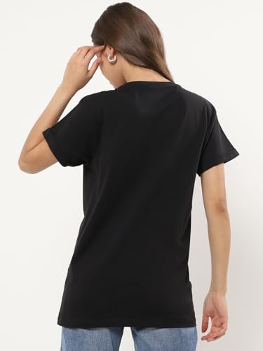 Image of Bewakoof Women's Graphic Printed 100% Cotton T-Shirt - Boyfriend Fit, Round Neck, Half Sleeve Relaxed Fit