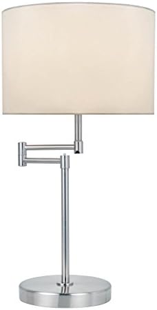 Lite Source LS-22215PS/WHT Durango Table Lamp with Swing Arm, 19" x 12" x 22", Polished Steel Finish/White Fabric Shade