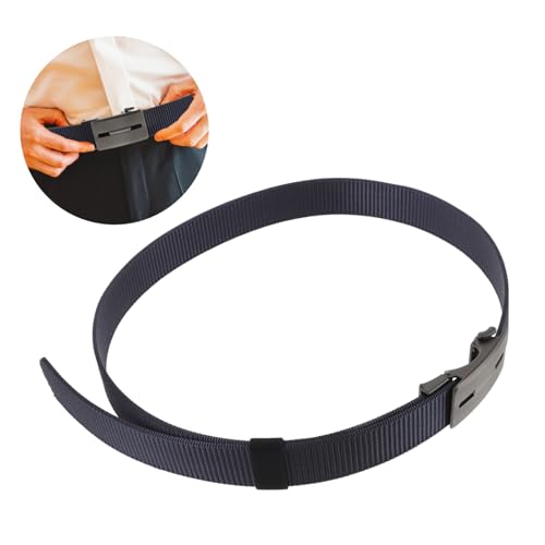 Men's Adjustable Nylon Ratchet Belt No Holes Design Durable Webbing for Jeans and Dress Pants Dark Blue with Sleek Buckle Everyday Versatile Accessory2