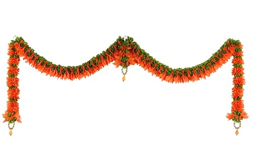 Image of Daedal Crafters Champa Door Set Toran for Main Door Entrance, Reusable Thoran for Mandir & Living Room Decor, Bandarwal for Festival Decoration, Flower Hanging for Home Decor (42x24 inch)