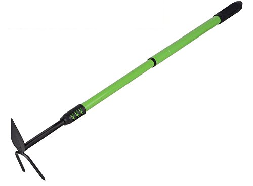 Vetrineinrete® Zappa a Cuore bidente da Giardino con Manico telescopico allungabile Estensibile da 52 a 79 cm forca 2 Denti bicorna attrezzo utensile per Giardinaggio 90074 G49