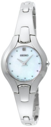 ZCR[ Seiko Women's SUJF85 Diamond Silver-Tone Mother of Pearl Dial Dress Watch  fB[X rv ysAiz