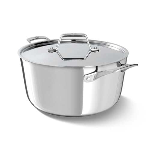 Calphalon Premier Polished 5-Ply Stainless Steel Cookware w/Turbo Heat Tech 6Qt Stock Pot with Lid, Induction, Oven Safe 500F, PFOA Free, Polished Stainless Silver by Calphalon - Used condition - US$114.15