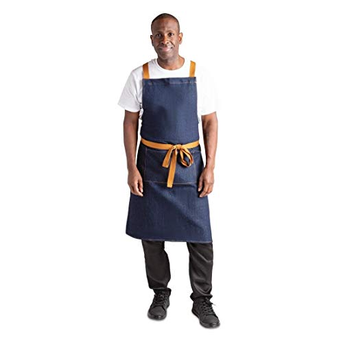 Tablier avec attache marron clair Southside X-Cross bleu denim Whites B984 pour barista