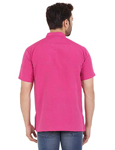 Image of LATEST CHIKAN Men's Cotton Regular Striped Short Kurta Half Sleeves - NP-SK-PNT
