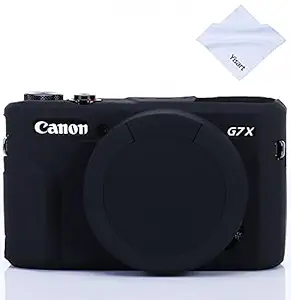 G7 X Mark II G7 X Removable Lens Cover Silicone Cover Rubber Soft Camera Case Cover for Canon PowerShot G7x ii G7x (Glamour Black)