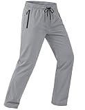 MAGCOMSEN Mens Athletic Workout Pants Lightweight Quick Dry Jogger with Zipper Pockets Hiking Golf Running Light Grey 36