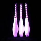 Zeekio - Multi-Color LED Light Up Juggling Clubs - with Charger & Wireless Remote - for Beginners, All Levels - Bright & Vibrant Colors Durable - 20.5”L - Set of 3