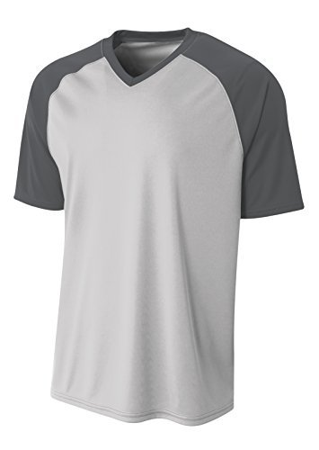 A4 Boy's Strike Raglan Tee, Silver/Graphite, X-Large