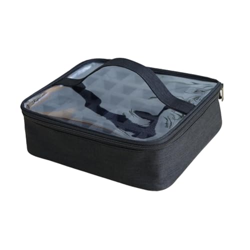 Generic Estojo de transporte para esmaltes multifuncional com tampa transparente, organizador prático para esmaltes com alça, bolsa para cosméticos, Preto