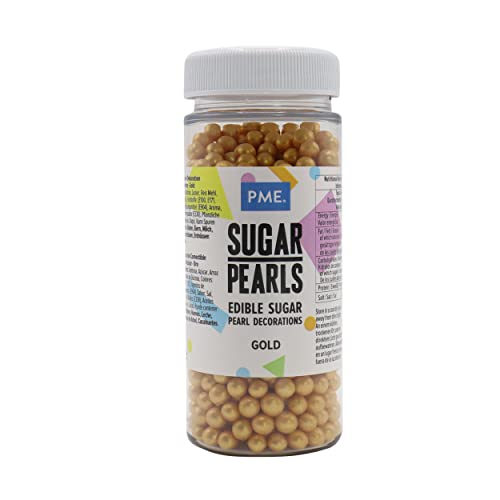 PME Gold Sugar Pearl Sprinkles - Edible Nonpareils for Cake Decorating (60g)