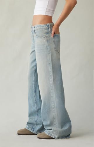 PacSun Women's Casey Low Rise Baggy Jeans Ripped Light Blue Size 272